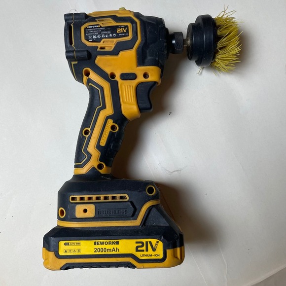 IEWORK Other - IEWORK 21V‎ Power Scrubber Brushless Cordless Drill Cleaning Tool Yellow Black